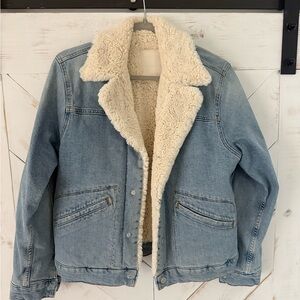 MOTHER Denim Jacket with Sherpa Lining in size XS